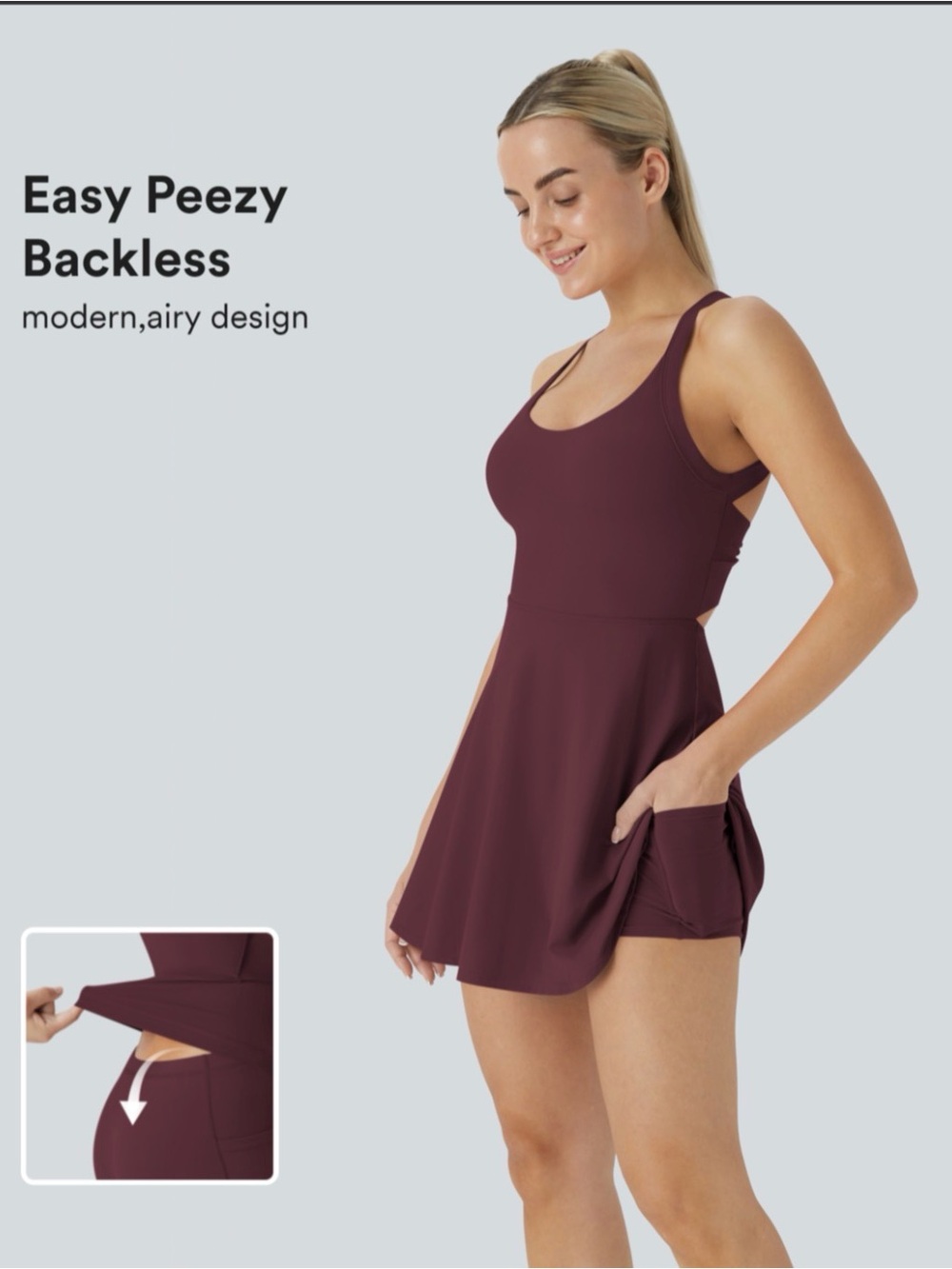 HALARA SoftlyZero Airy Backless Twisted InstantCool Dance Active Dress - Easy